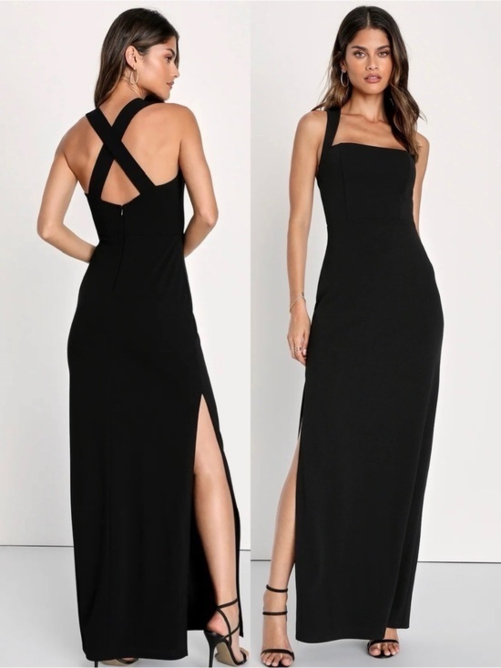 NWT Lulu’s Glamorous Dedication Black Sleeveless Column Maxi Dress Medium Large